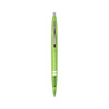 A bright green Eco Clear Clics Pen with a click mechanism and a branding logo on the side.