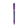 A purple metal pen with a transparent chrome barrel and a branding logo.