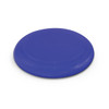 A blue frisbee featuring a smooth surface and slight ridges around the edge.