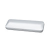 A brushed metal gift box in silver, ideal for packaging pens. It has a sleek, rectangular shape and a branded logo.