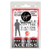 A clear badge holder, 82mm W x 130mm H, featuring a logo and an all-access design with a red and black colour scheme.