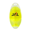 A yellow highlighter in a transparent casing with a logo. The design is sleek and modern.