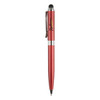 A red Canterbury stylus pen with a chrome clip and a black rubber tip for touchscreen use. It has a logo on the body.