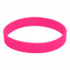 A pink silicone wristband featuring a logo, ideal for exhibitions and events.