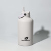 A drink bottle in matte white with a spout lid. It features a logo on the front.