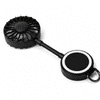 A black rechargeable fan with a magnetic base and a pull-out design. It features a circular fan and a detachable stand.