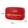 A red first aid kit bag with a logo, measuring 19cm x 12cm x 5cm.