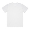 A white oversized tee with a round neckline and short sleeves. It has a logo on the label.