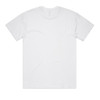 A white oversized tee with a plain back and a small logo at the neckline.