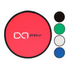 A red fold-up flying disc is displayed, alongside black, green, white, and blue options. The disc features a logo.