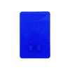 A blue silicone phone wallet featuring two slots for cards, with a smooth, minimalist design and no visible branding.