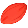 A red 135mm Spyro Football with a smooth surface and a slight curve, featuring a logo.