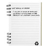 A recycled journal book with a spiral binding, featuring lined pages and a small recycling logo at the bottom.