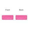 A pink silicone pencil case featuring holes in a heart pattern, displaying both the front and back sides.