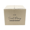 A tan cardboard box labelled "Saint-Rémy Cooler Basket," featuring branding on the front.