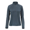 A women's pullover in a dark grey colour, featuring a 1/4 zip and long sleeves. It has a subtle texture and a logo.