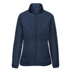 A women's thermal jacket in navy blue with a zip front and high collar. It features a logo on the chest.