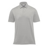 A light grey men's polo shirt with a classic collar and short sleeves, featuring a logo on the chest.