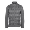 A grey men's thermal softshell jacket featuring a quilted front and smooth sleeves, with a zip closure and a collar.
