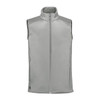 A grey men's thermal vest with a high collar and front zipper. It features a branding logo on the design.