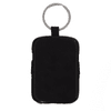 A black keychain power bank with a silver ring, featuring a smooth finish and compact design.
