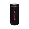 A drink bottle featuring a sleek black design with a pink logo. It has a vacuum-insulated structure.