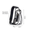 A large capacity clear bag with a black shoulder strap, featuring adjustable straps and a zippered pocket.
