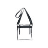 A clear PVC crossbody bag with a black strap and an inner pouch, featuring a zippered compartment.