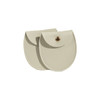 A pair of oval-shaped PU leather jewelry pouches in a light beige colour, featuring a snap button closure.
