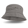 A gray Bondi Bucket Hat featuring a wide brim and ventilation eyelets on the sides.