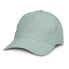 A mint green cap featuring a rounded crown and a curved brim, with a logo on the front.