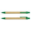 A Kraft Pen featuring a recycled brown paper body and green plastic accents.