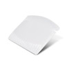 A compact ice scraper with a flat, smooth edge and serrated side, designed for clearing ice.