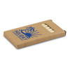 A pack of coloured pencils in a cardboard box with a logo, featuring a variety of colours.
