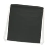 A dark green cotton drawstring backpack with white drawstrings and a simple design.