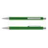 A metal pen in a vibrant green color with a sleek design, featuring a silver clip and accents.