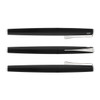A sleek black Lamy Studio rolling ball pen set featuring three pens with a silver clip and accents.