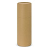 A drink bottle in a cylindrical, unbranded brown cardboard packaging, with a flat lid.