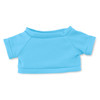 A small, short-sleeved blue top designed for plush toys. It features a simple, sporty design.