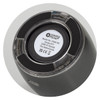 A black bass speaker featuring a round base with a logo and model information on the underside.
