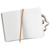 A Beaumont Stone Paper Notebook with a soft cover, featuring lined pages and a ribbon bookmark in a natural tone.