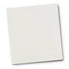A square dish cloth in a light cream colour with a textured surface. It features a branding logo in one corner.