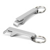 A drink bottle opener key ring in stainless steel, featuring a sleek, minimalist design with a keyring attachment.
