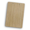 A bamboo clipboard in a natural light brown finish, featuring two metal clips at the top.