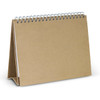 A brown desk whiteboard notebook with a spiral binding, featuring a compact, tent-style design.