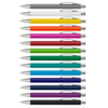 A collection of Lancer Soft-Touch Pens in various colours, featuring a silver clip and accents.