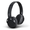 Wireless headphones in black with a smooth finish and a textured ear cup design, featuring a logo on the side.
