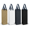 A wine ribbon handle paper bag set in gold, white, black, and dark grey, featuring matching ribbon handles.