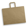 A large, brown flat handle paper bag with a sturdy handle, featuring a plain design and no visible logos.