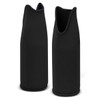 A drink bottle cooler in black, made from a sleek material with a streamlined design. Features a branding logo.